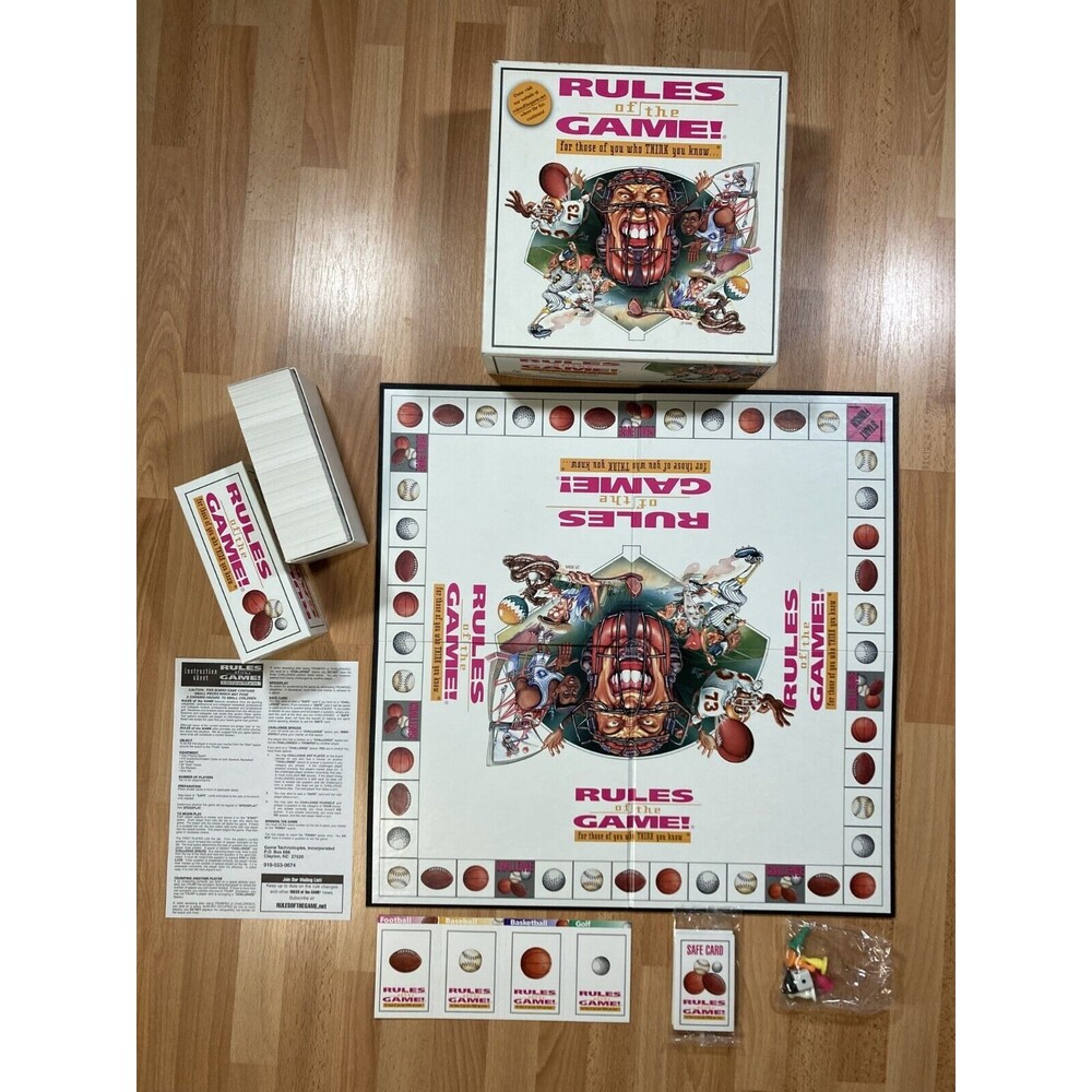 Rules of the Game (1995) Football, Baseball, Golf Sports Trivia Board • COMPLETE